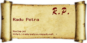 Radu Petra névjegykártya